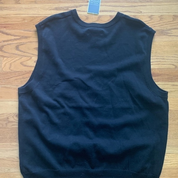 SADDLEBRED Mens Sweater Vest Black  XL VNeck 100% Cotton, NWT. - Picture 2 of 7